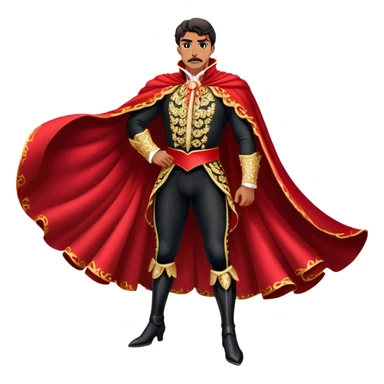 Spanish Matador – Cinematic Realistic Spanish Matador, portrayed in an ornate traje de luces with a flowing red cape, standing poised in a classic bullring with swirling dust and dramatic light, his intense expression and elegant stance capturing both bravery and artistry. sticker