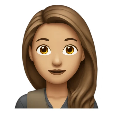 journalist female brown long hair sticker