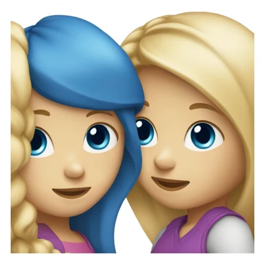 Two girls hugging: one has brown hair and blue eyes, and the other is blonde with blue eyes. sticker