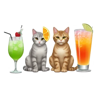 four cats drinking cocktails sticker
