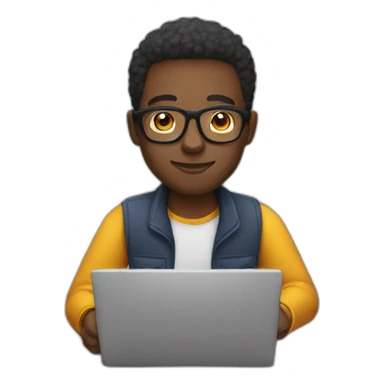 black male with spectacles working on laptop sticker