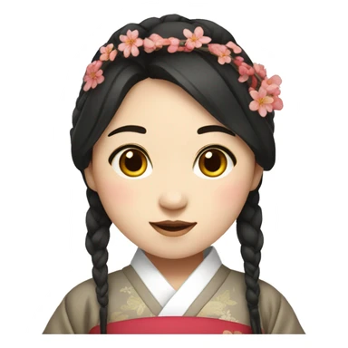 korean girl in traditional attire sticker