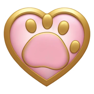 Gold heart with light pink paw print  sticker