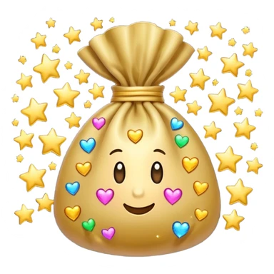 money bag with stars and hearts and sparkles sticker