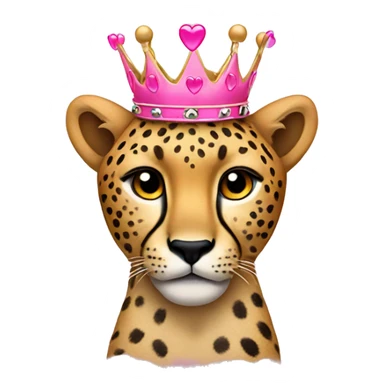 Cheetah with pink heart crown sticker