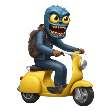 Monster riding a scooter sticker