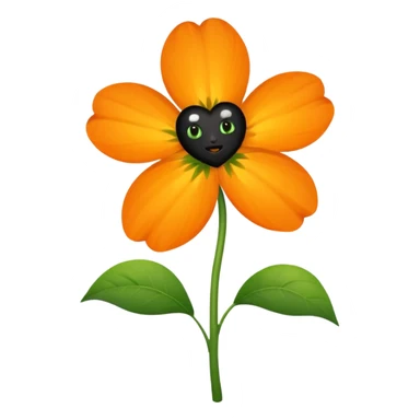 Green stem, white bud with black cartoony face: ;p. And six heart shaped yellowish orange petals sticker