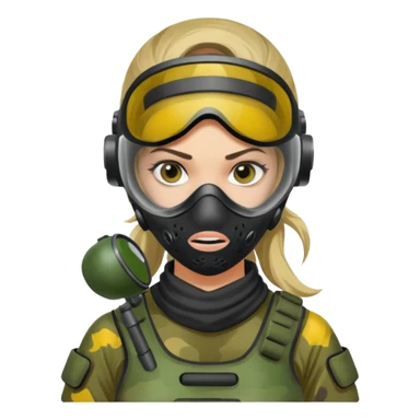 paintball player face girl sticker