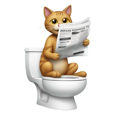 Cat sitting on the toilet reading the newspaper and drinking coffee  sticker