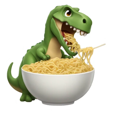 dinosaur eating noodles  sticker