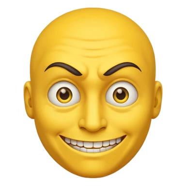 side eyeing evil smiling emoji, yellow face, raised eyebrow, sneaky grin, no text sticker