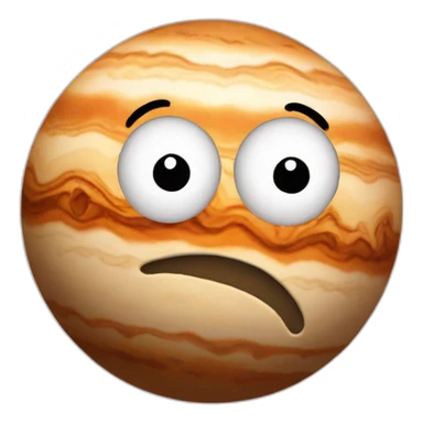 planet Jupiter with a cartoon abashed face with big thoughtful eyes sticker