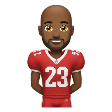 Jimmy Briand with a red football jersey sticker