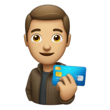 man holding credit card sticker