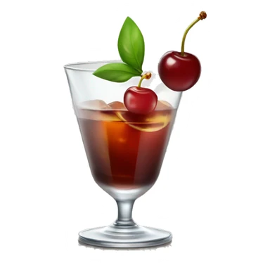 manhattan cocktail with a cherry in a pick place on the glass sticker