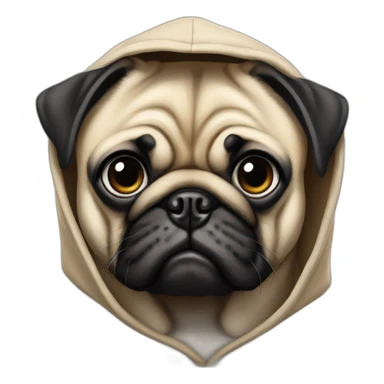 pug with serious face in hood sticker