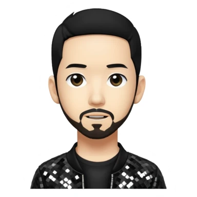 Mike Shinoda with black hair, black sequin tour outfit sticker