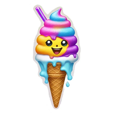 lisa frank sparkle ice cream sticker