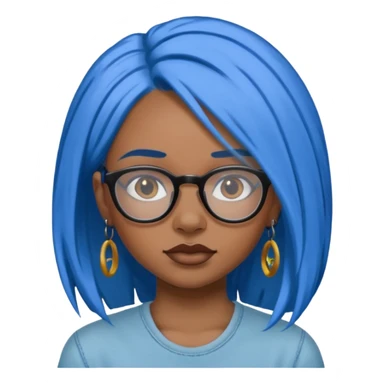 Tattooed & Blue Haired with glasse long hair black girl sticker