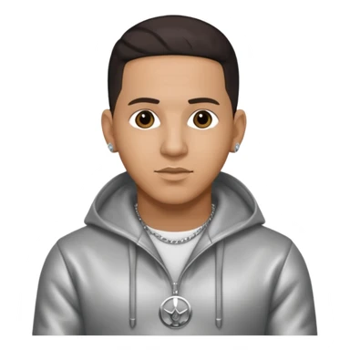 Daddy Yankee with dark brown hair, silver outfit sticker