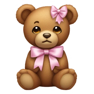 teddy bear with pastel pink bow sticker