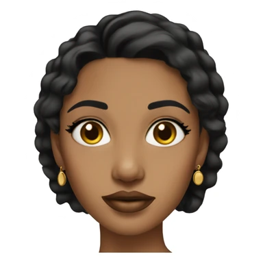 girl with medium black hair, dark eyes, gold earrings and necklace and bold lips tanned skin sticker