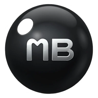 Black Ball with MB written on in the middle of it. Nothing else no holes or anything. sticker