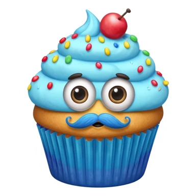 mustached cupcake big eyes sticker