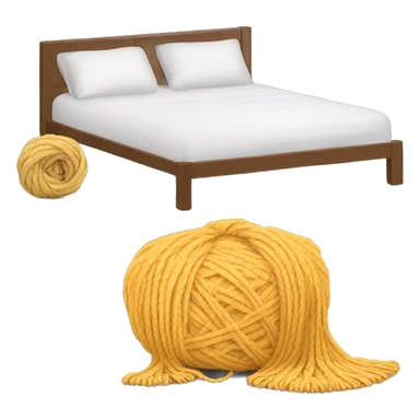 Bed + laptop and yarn skein sticker