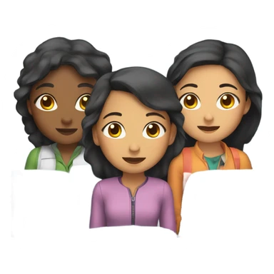Two brown girls and one asian girl on a plane together sticker
