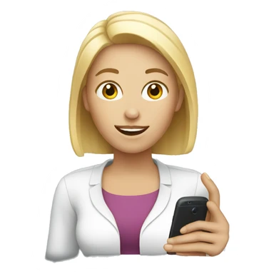 white woman showing phone sticker