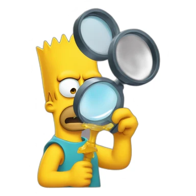 Bart Simpson looking through a magnifying glass sticker