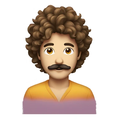 disco boy with shaggy hair and moustache sticker
