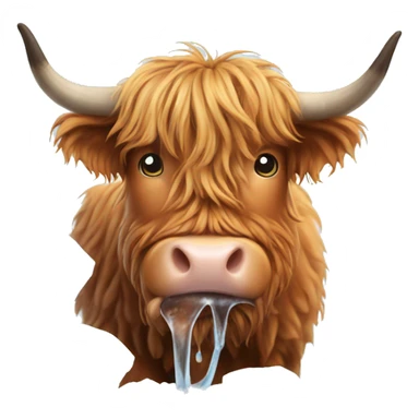 Highland cow eating ice sticker