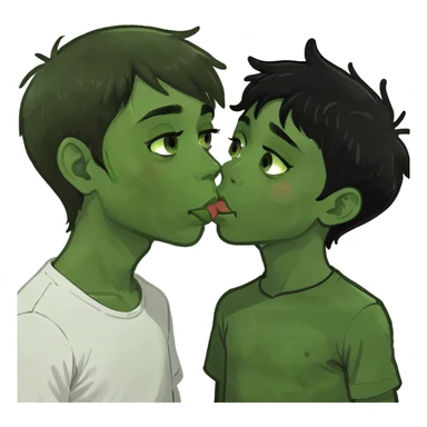A brown hair boy that’s white kissing a black hair boy that’s white sticker