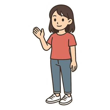 flat toon style young 20-year-old Japanese girl sticker