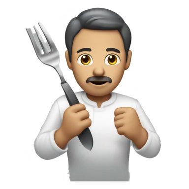 man with knife and fork in hands sticker
