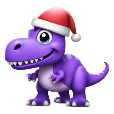 A purple dinosaur wearing a Santa hat with lights sticker