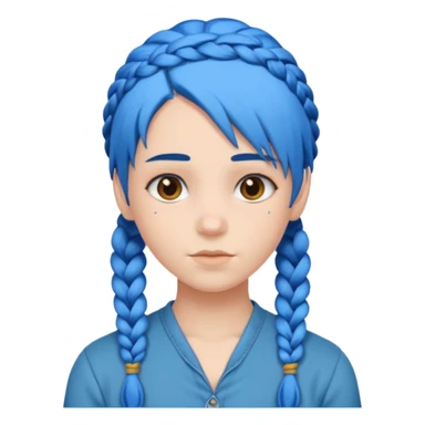 blue hair with braids sticker