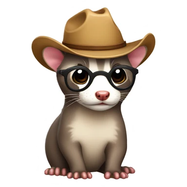 detective Ferret wearing a tiny cowboy hat with glasses hawaiian shirt sticker