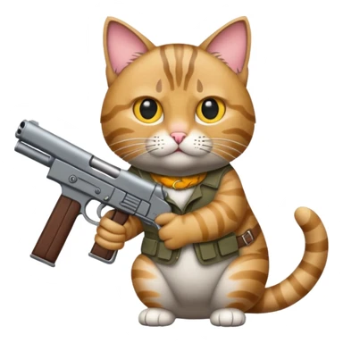 Cat holding a gun sticker