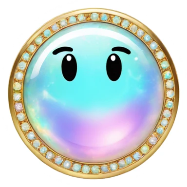opal gemstone smiley face with gold border sticker