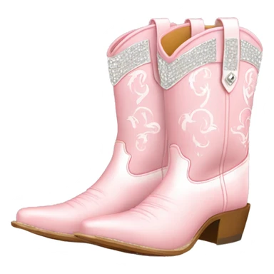 Light pink and white lined cowgirl boots with rhinestones  sticker