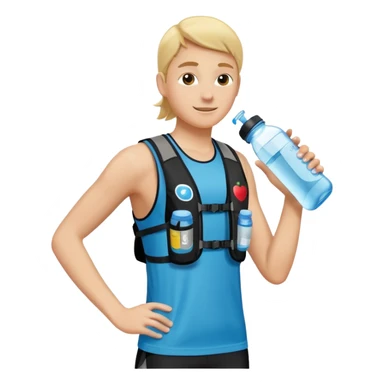 hydration running vest with visible water bottle pockets and small compartments, no wearer, apple emoji style sticker