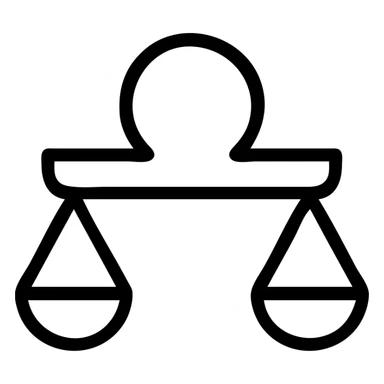 minimalist black line Libra symbol with two arms, each holding a scale, no fill sticker