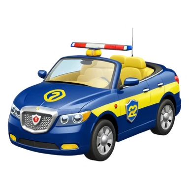 Police Coventible With Body Color Is Navy, White And Lemon Yellow With Symbol Is Lemon Yellow PawPatrol Chase Symbol With Number Is 02 sticker
