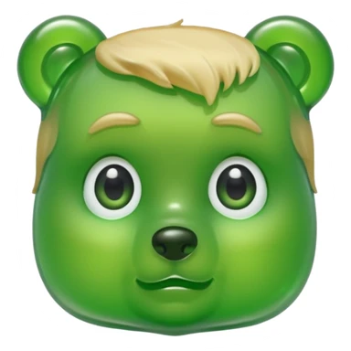 green gummy bear with eyes and blond hair only head sticker