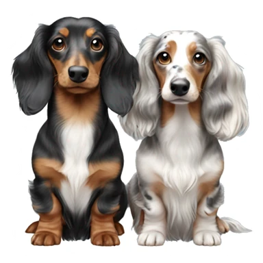 Two Tri Merle long haired Dachshunds together sticker