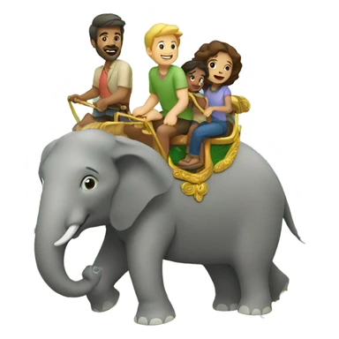 family riding elephant sticker