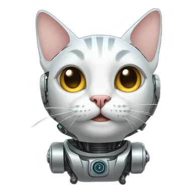 cat with robot part sticker